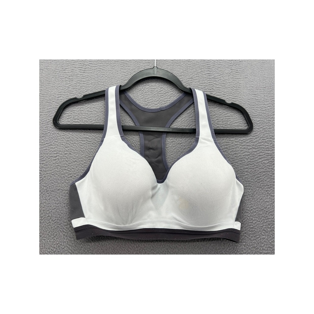 Victoria Secret VSX Sport Bra Gray White Black Racerback High Impact Support